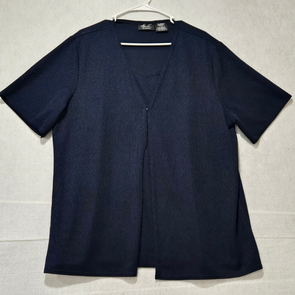 R#33 Kathie Lee Navy Blue Sheer Knit Overlay Cardigan Top Plus Sizeโ 22W 24W